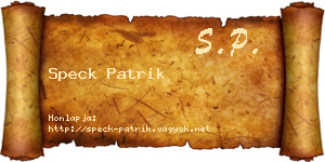 Speck Patrik névjegykártya